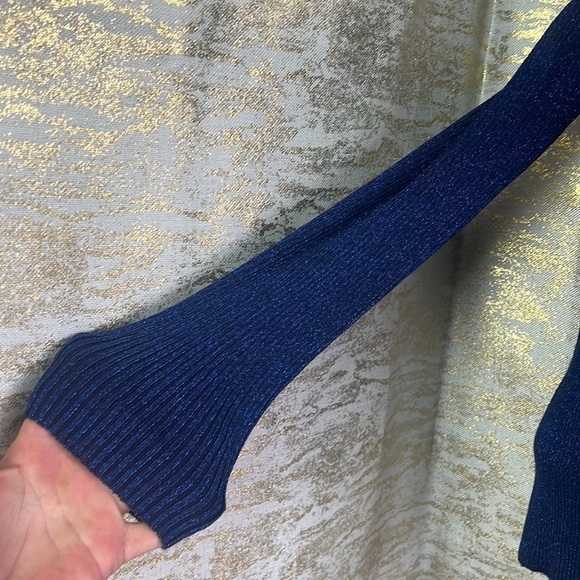 Clockhouse Blue Glittery Open Shoulder Stretchy Sweater Size M - Picture 6 of 15
